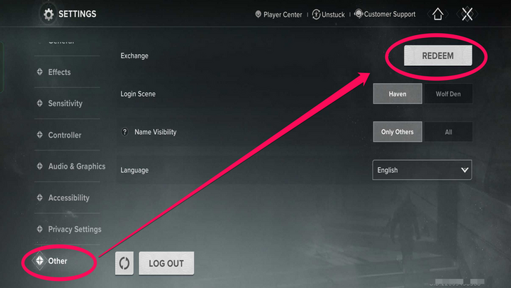 Codes Settings