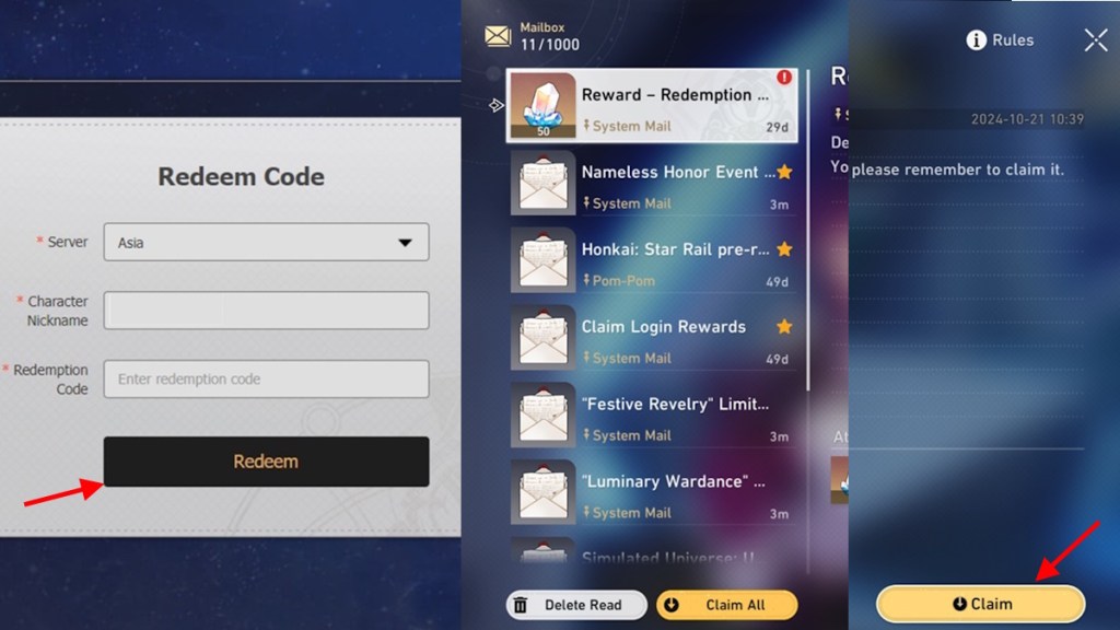HSR (Honkai Star Rail) codes – 1. Website Method to Redeem HSR Codes