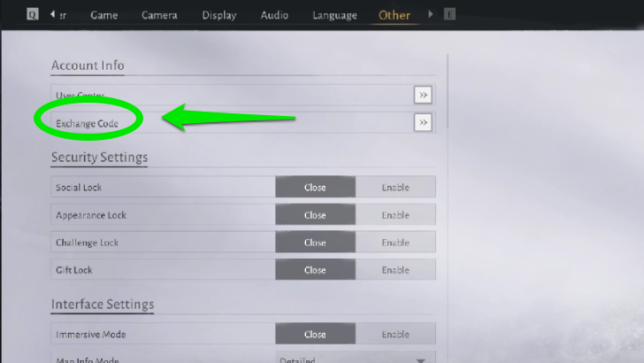 Click on Exchange Code