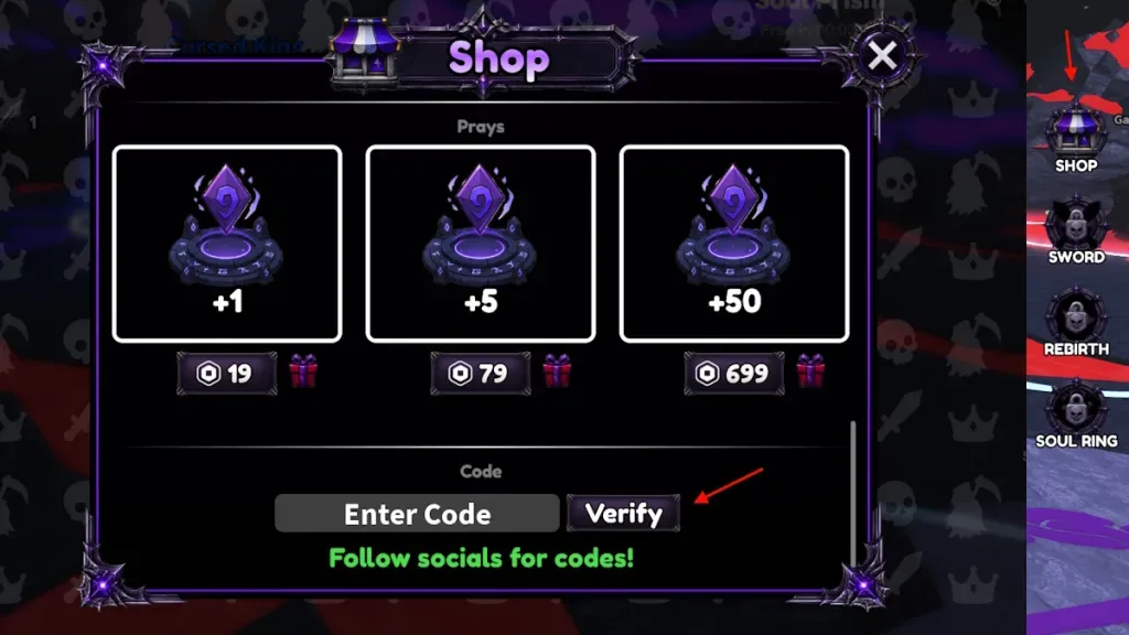 How to redeem codes in +1 DMG Per Revive