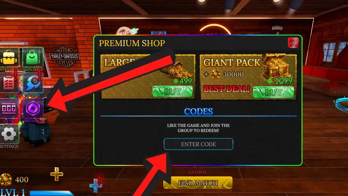 How to redeem codes in 8 Ball X