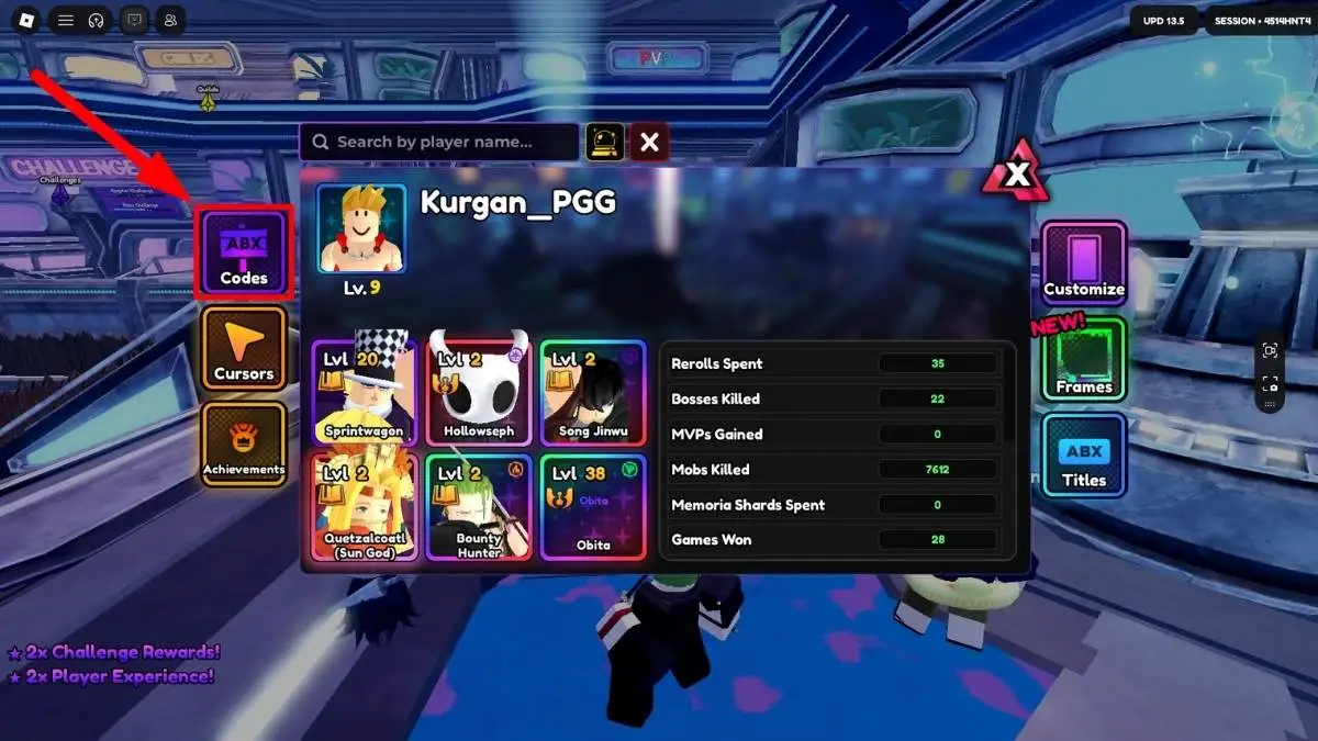 How to redeem codes in Anime Vanguards