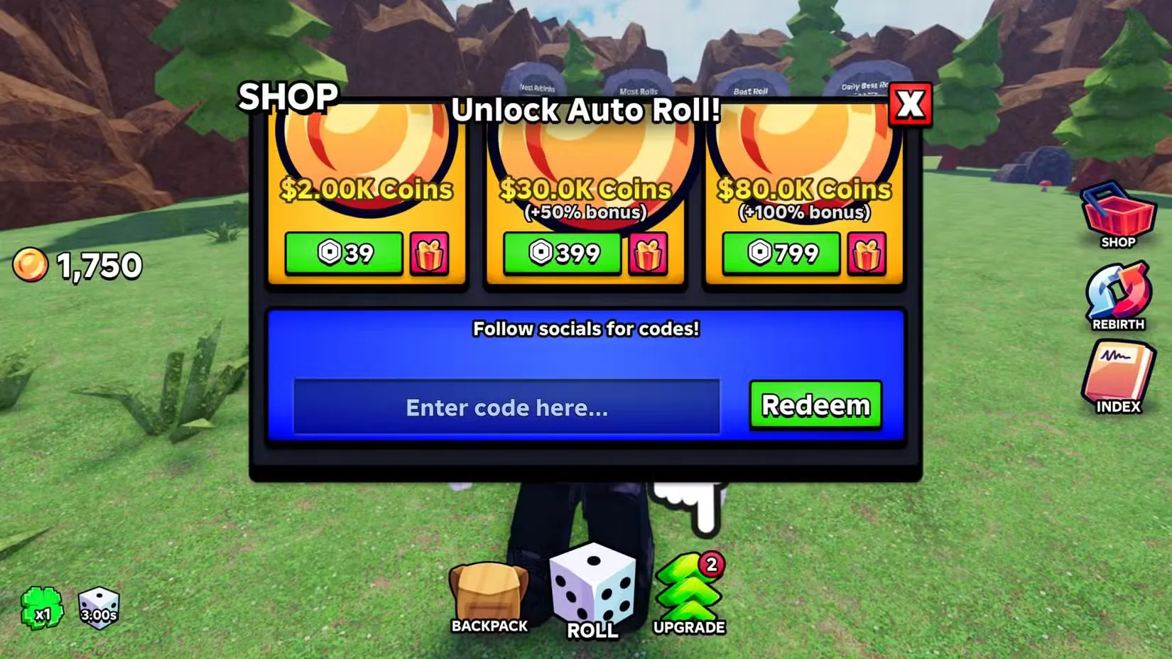How to redeem codes in Anime Baddie RNG