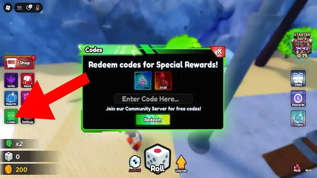 How to redeem codes in Anime Battle RNG