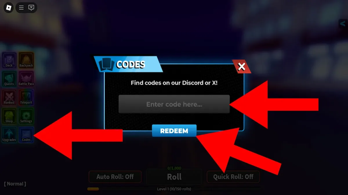 How to redeem codes in Anime Card Clash