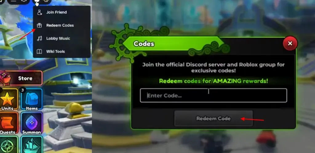 How to redeem codes in Anime Expeditions