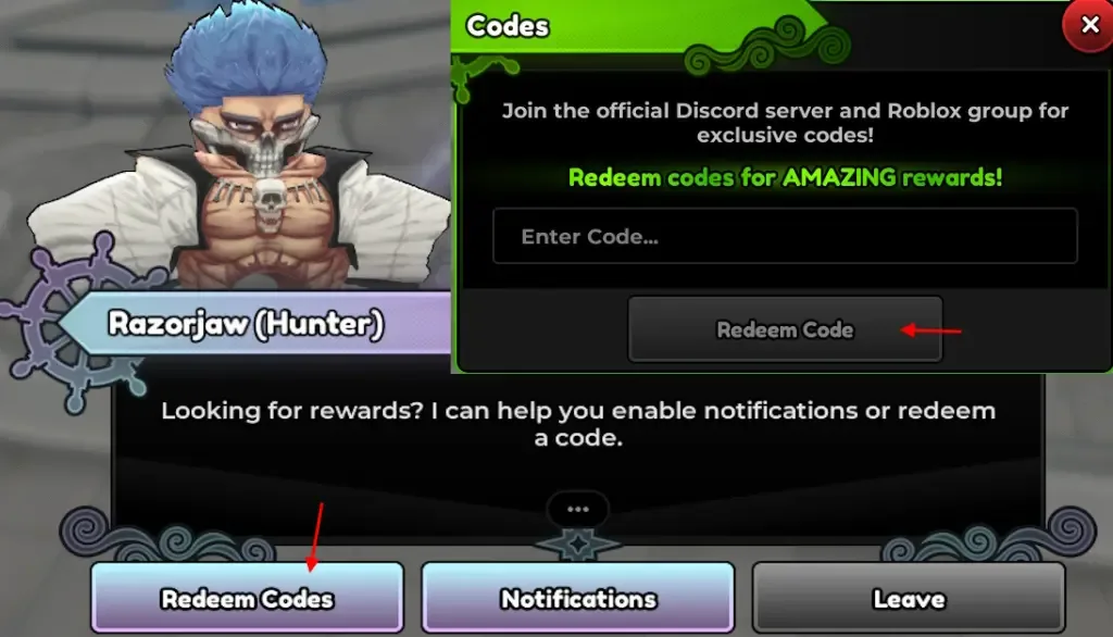 How to redeem codes in Anime Expeditions