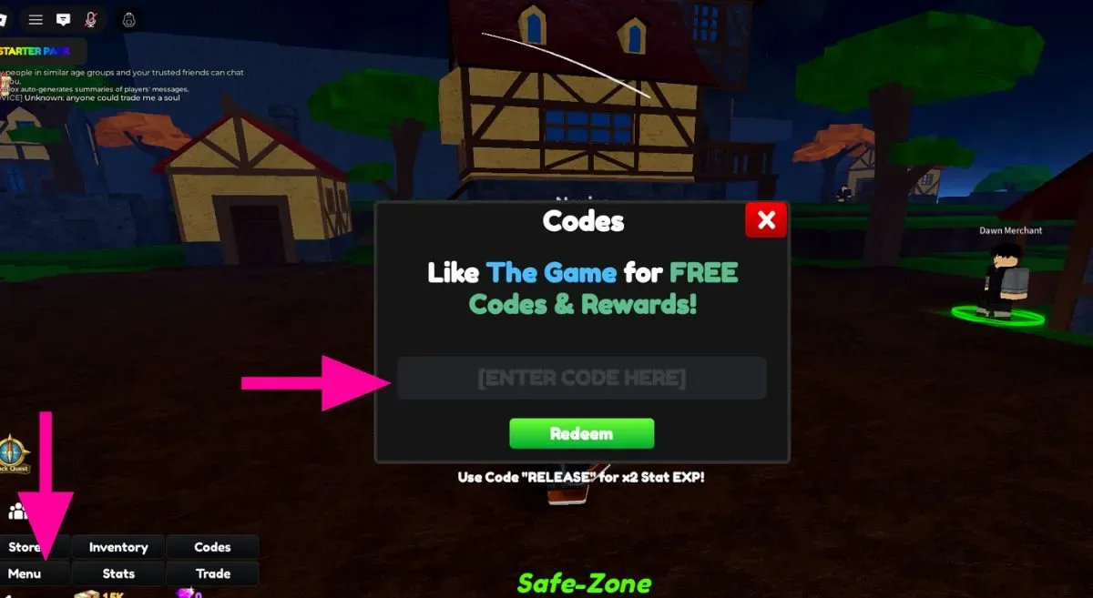How to redeem codes in Anime Limitless