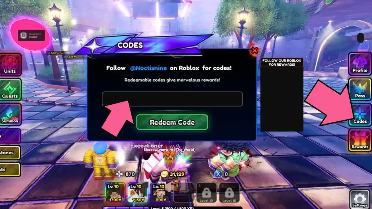 How to redeem codes in Anime Paradox X
