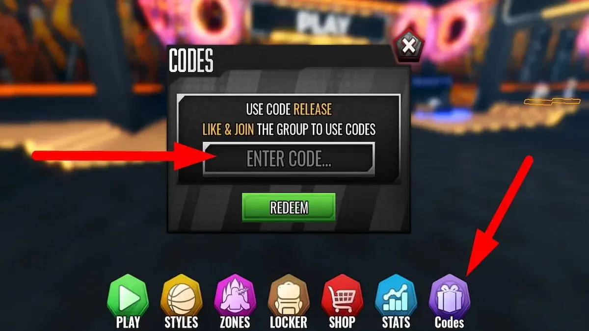 How to redeem codes in Basketball Zero