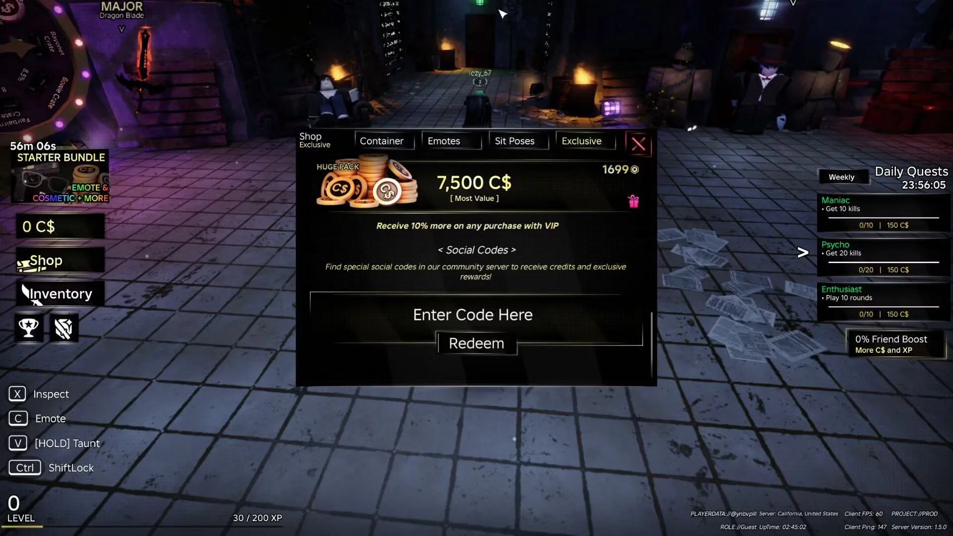 How to redeem codes in Betrayed