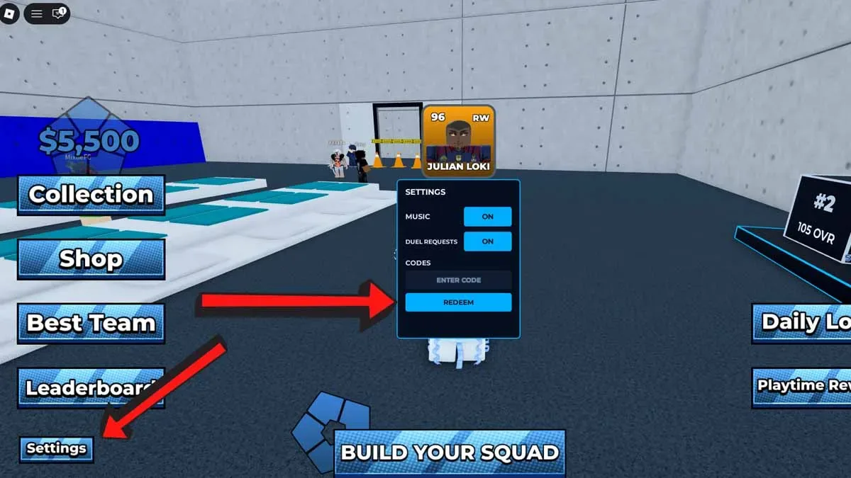 How to redeem codes in Build A Blue Lock Squad