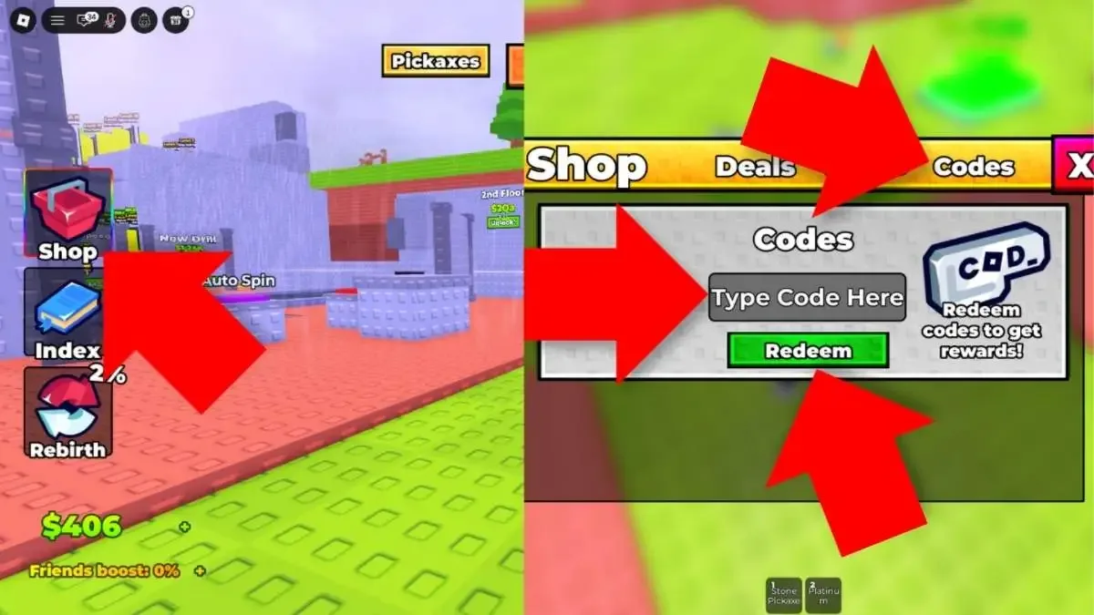 How to redeem codes in Build An Ore Crusher