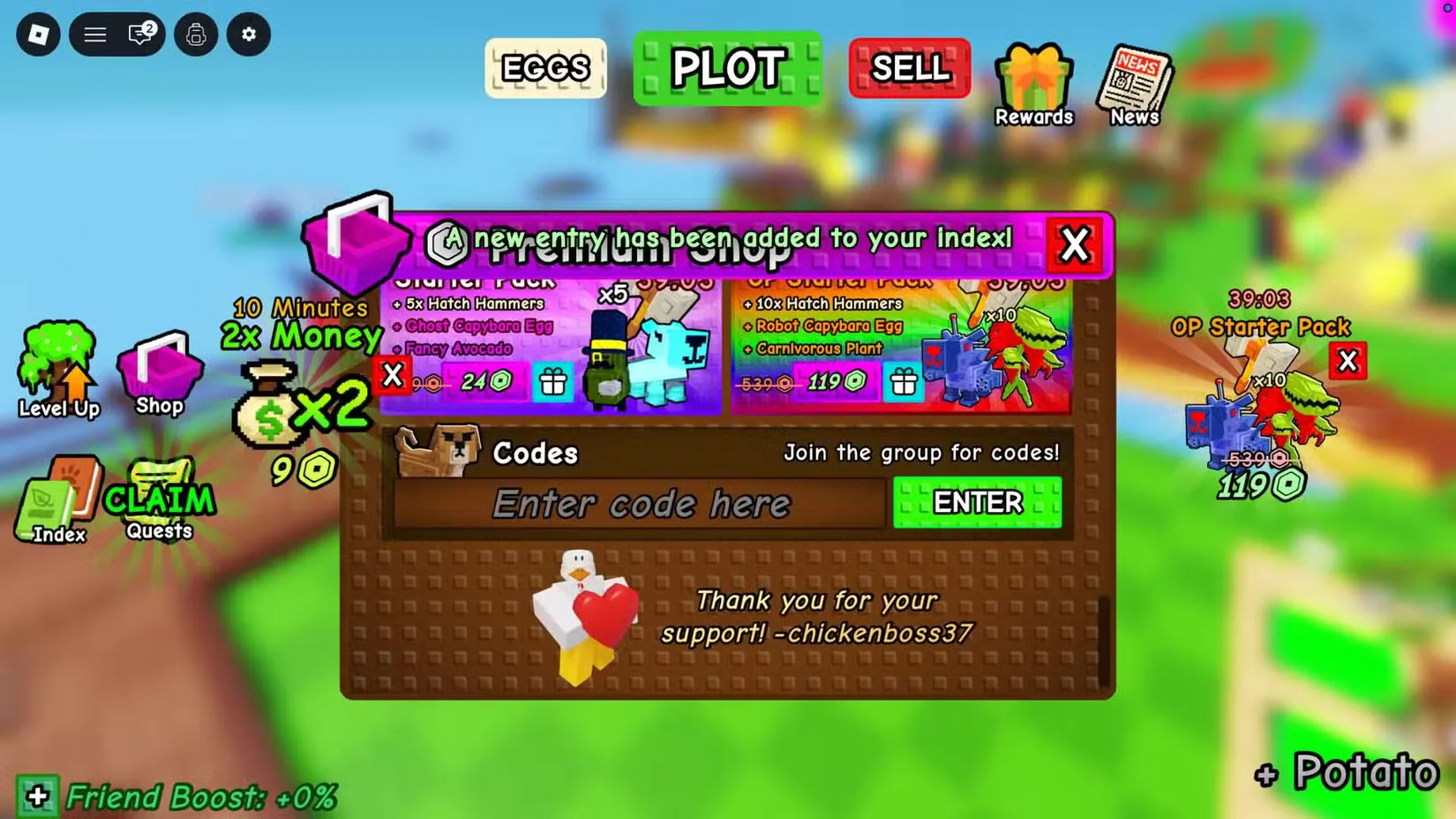 How to redeem codes in Capybaras VS Plants
