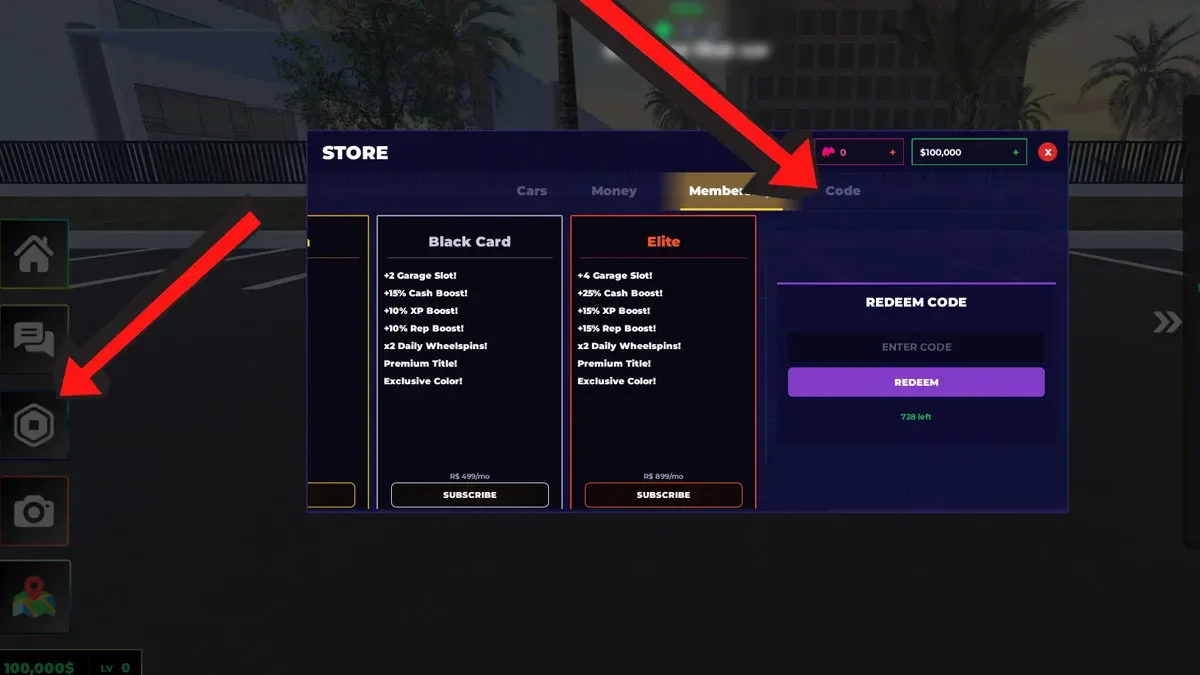How to redeem codes in Car For Sale