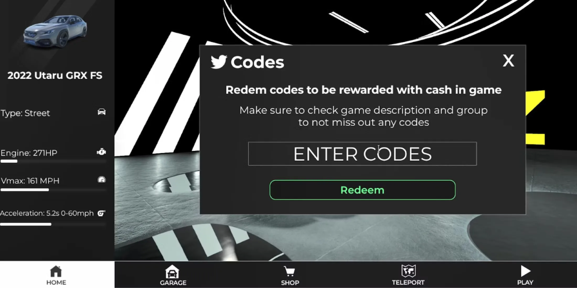 How to redeem codes in Car Zone