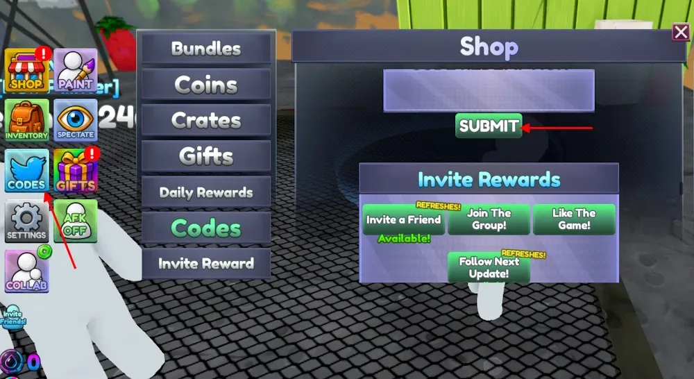 How to redeem codes in Chameleon