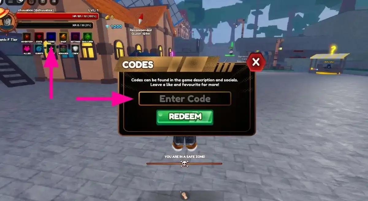 How to redeem codes in Chaos Piece