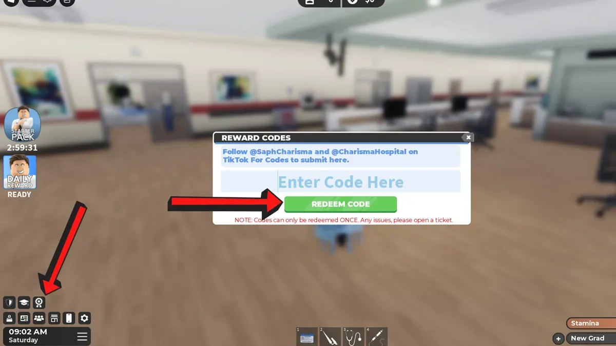 How to redeem codes in Charisma Hospital