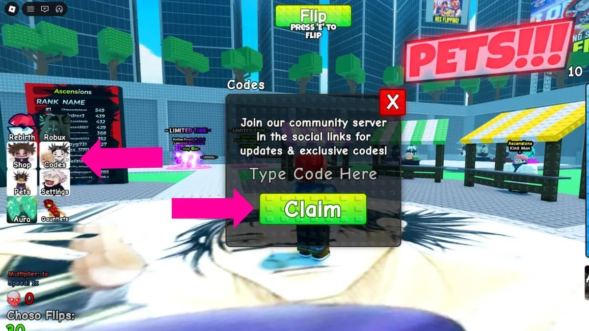 Choso Flipping Experience codes – Redeem Choso Flipping Experience Codes