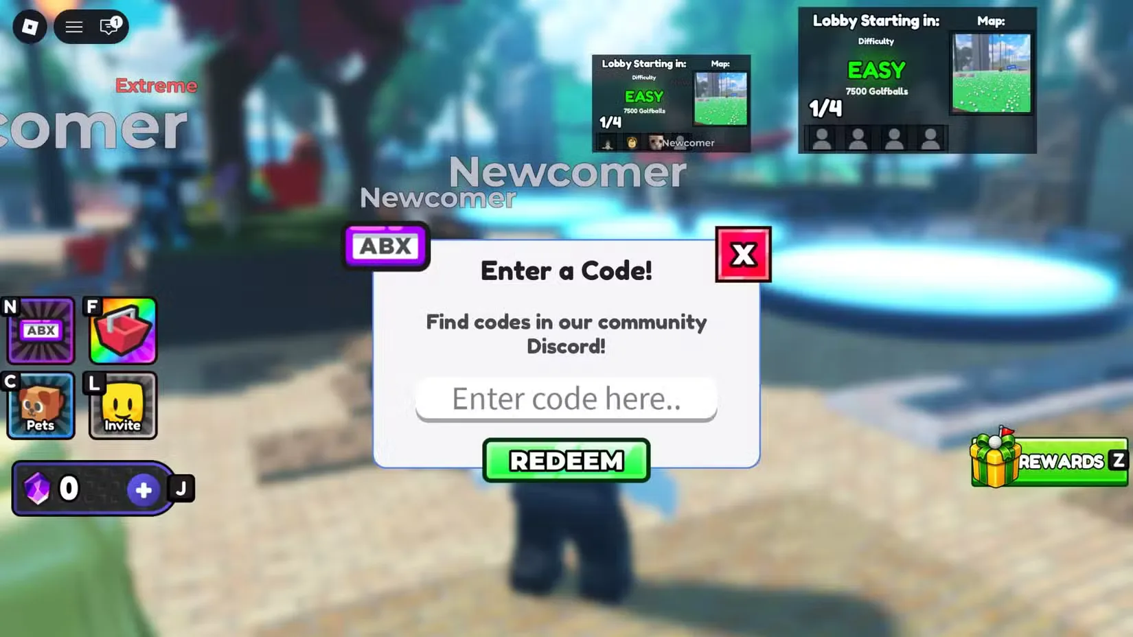 How to redeem codes in Clean the Golf Yard