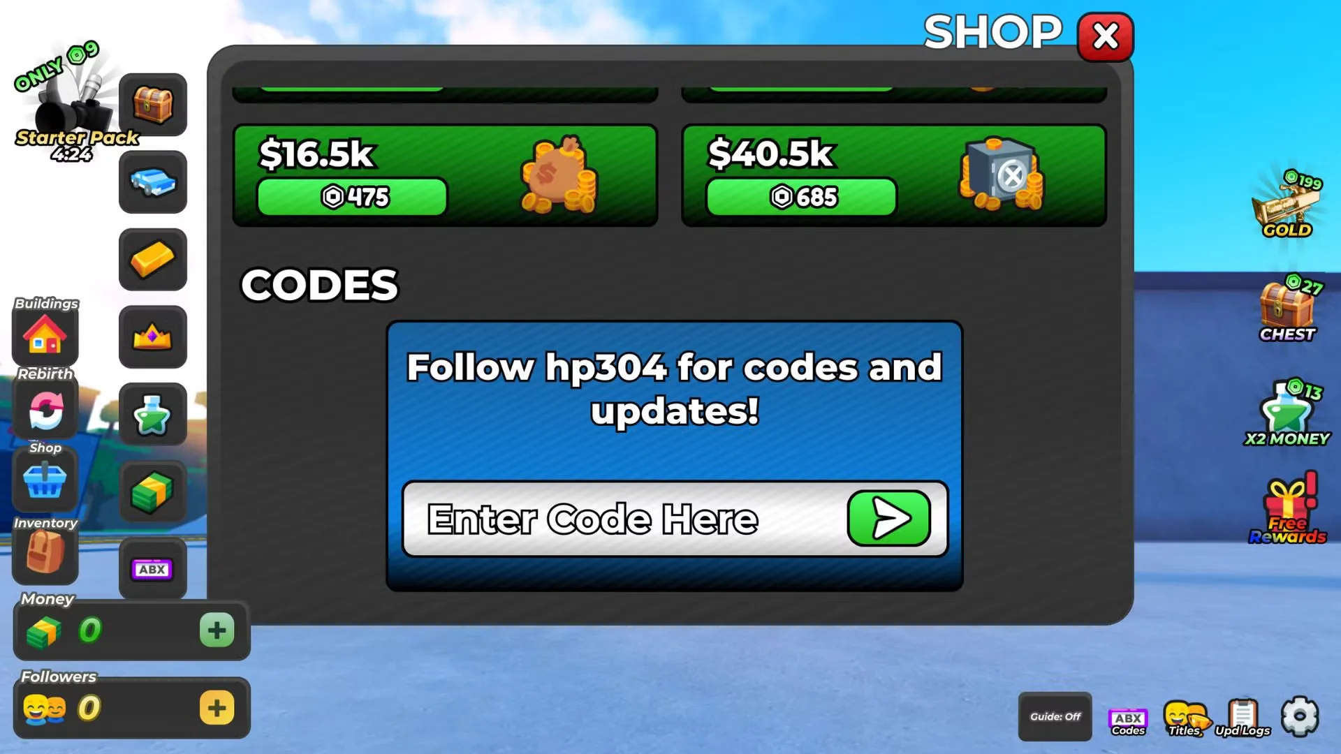 How to redeem codes in Clip Tycoon