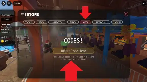 How to redeem codes in Coaster Operator