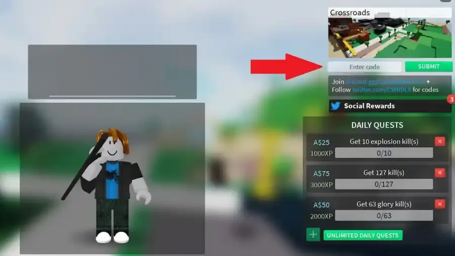 How to redeem codes in Combat Warriors