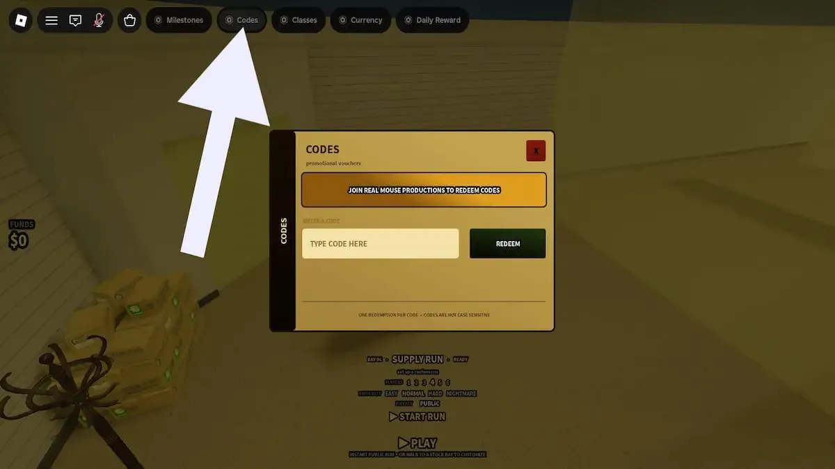 How to redeem codes in Complex Furnishings
