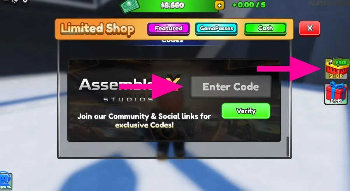 How to redeem codes in Create a Car