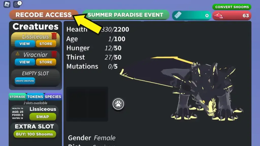 How to redeem codes in Creatures of Sonaria