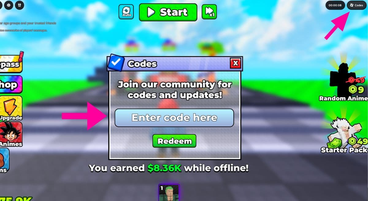 How to Redeem Codes in Defend ur base with anime