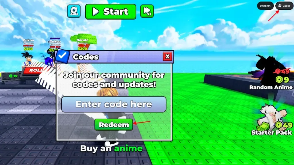 How to redeem codes in Defend Your Base With Anime