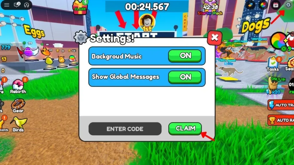 How to redeem codes in Dog Race