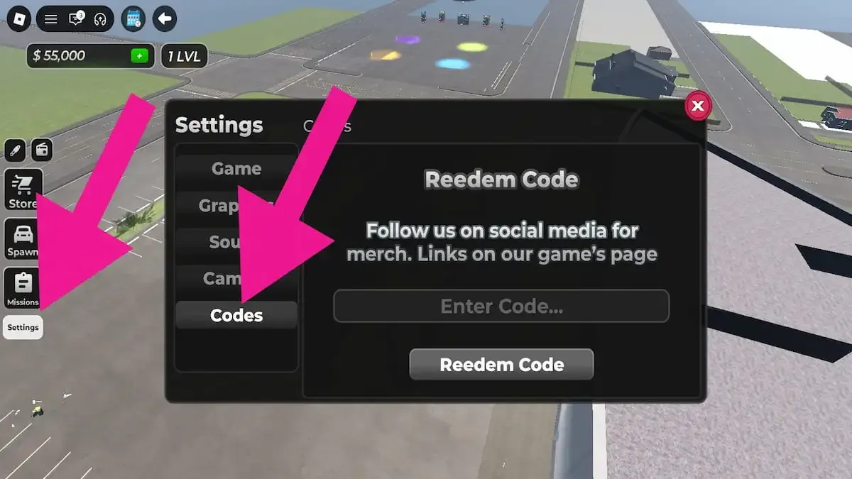 How to redeem codes in Drift 36