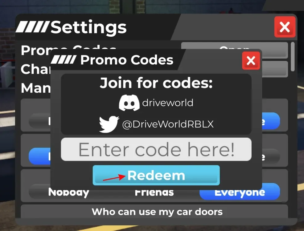 How to redeem codes in Drive World