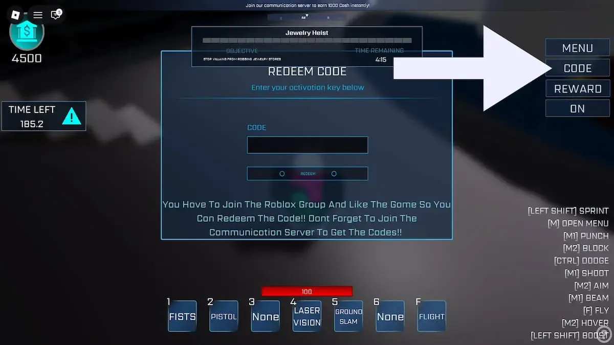 How to redeem codes in Era of Supes