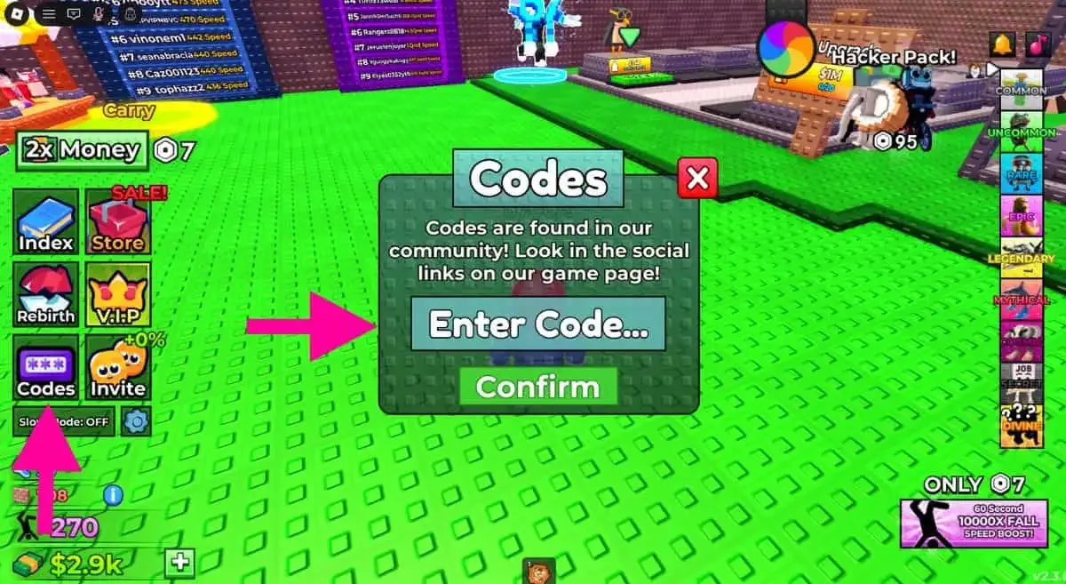 How to redeem codes in Fall For Brainrots