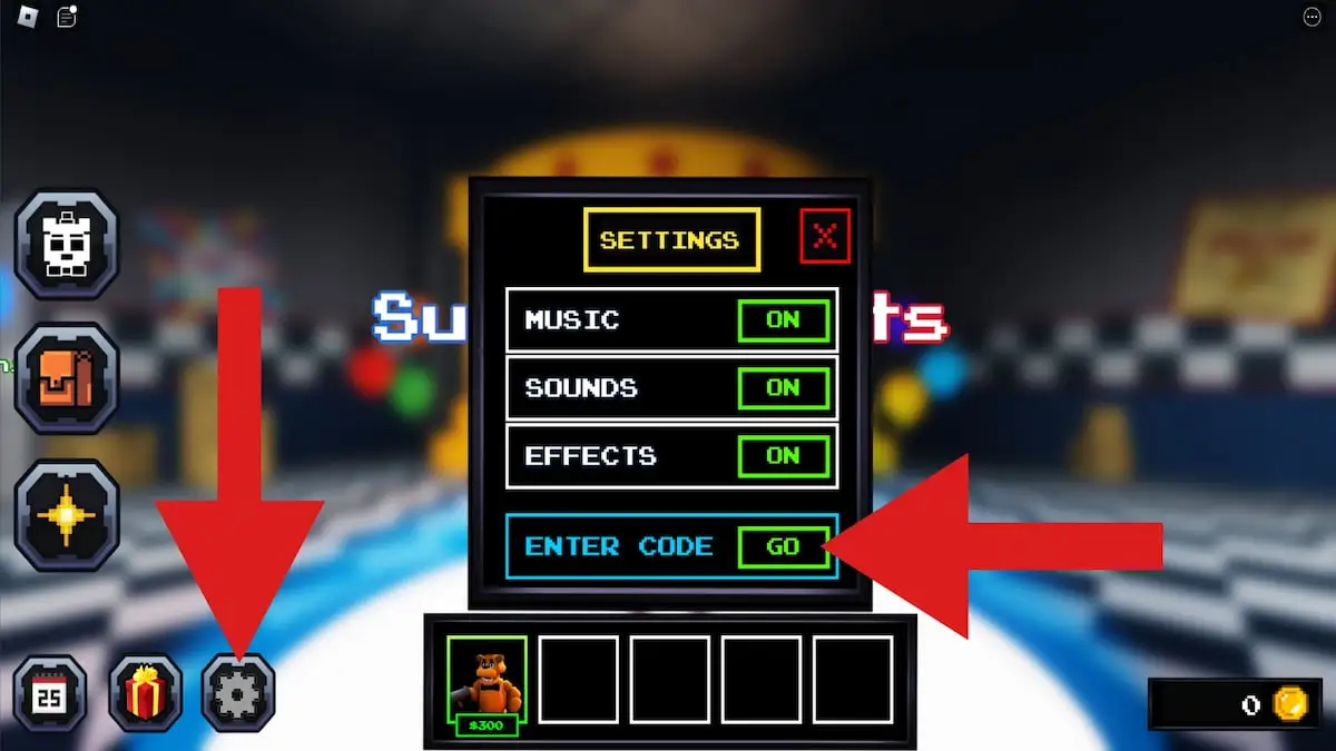 How to redeem codes in Five Nights TD