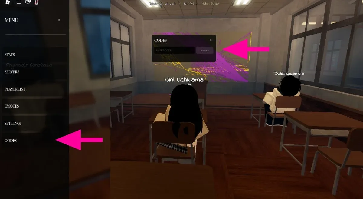 How to redeem codes in Gakuran