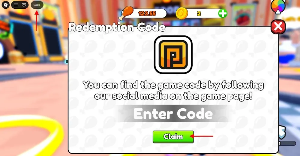 How to redeem codes in Get Fat to Break Tape