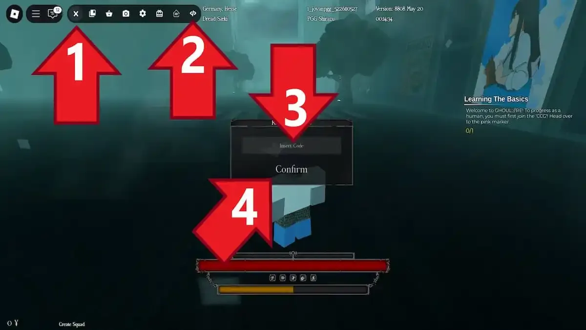 How to redeem codes in GHOUL://RE