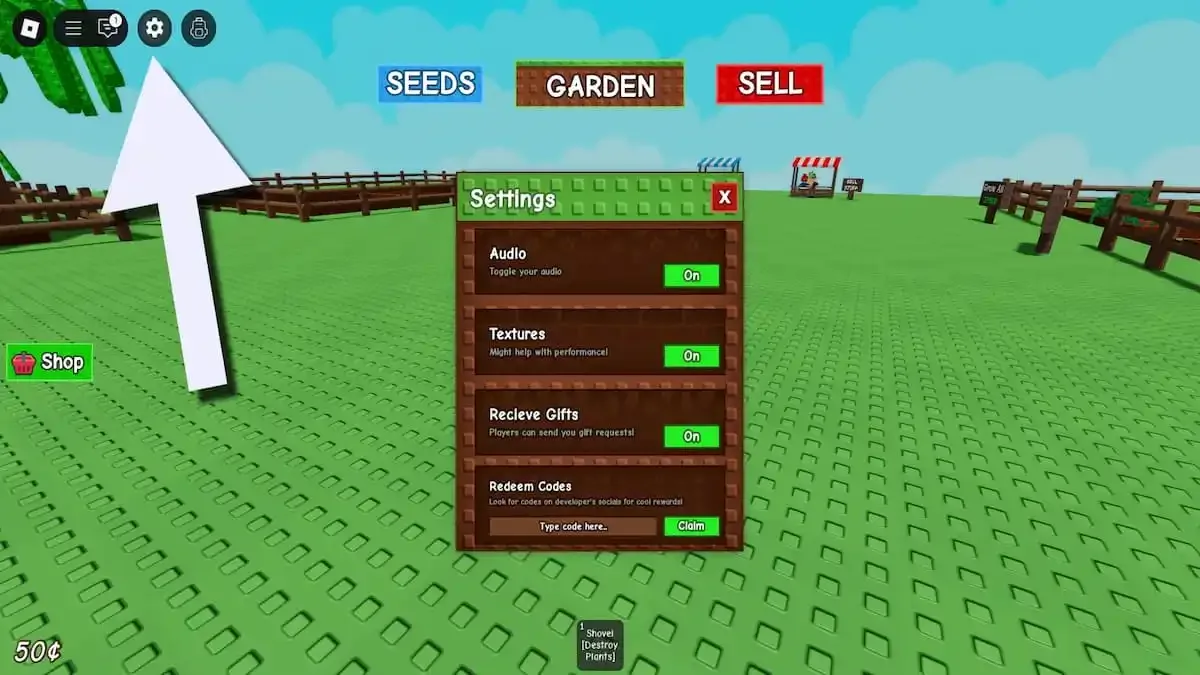 How to redeem codes in Grow a Garden