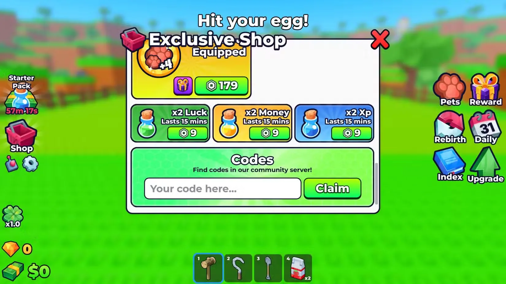 How to redeem codes in Hatch Your Pet