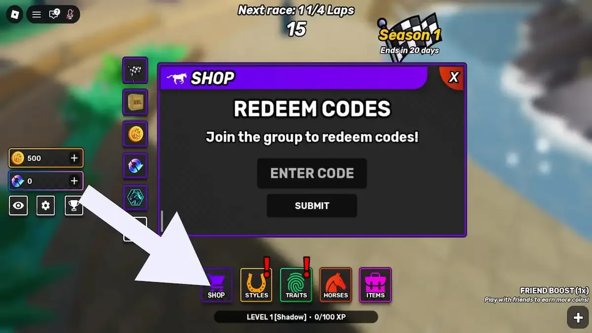 How to redeem codes in Horse Racing Legends