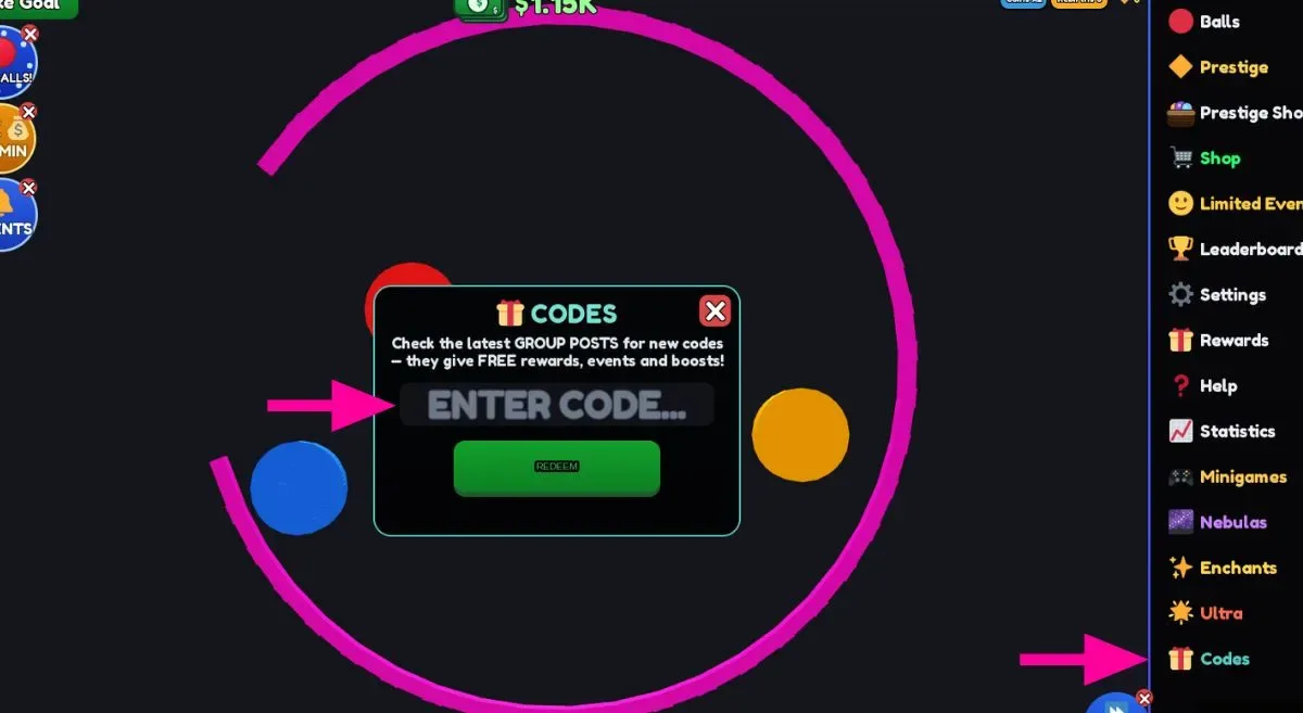 How to redeem codes in Idle Balls