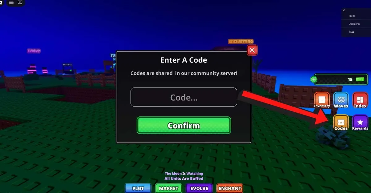 How to redeem codes in Idle Defense