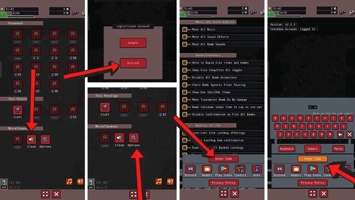 How to redeem codes in Idle Obelisk Miner