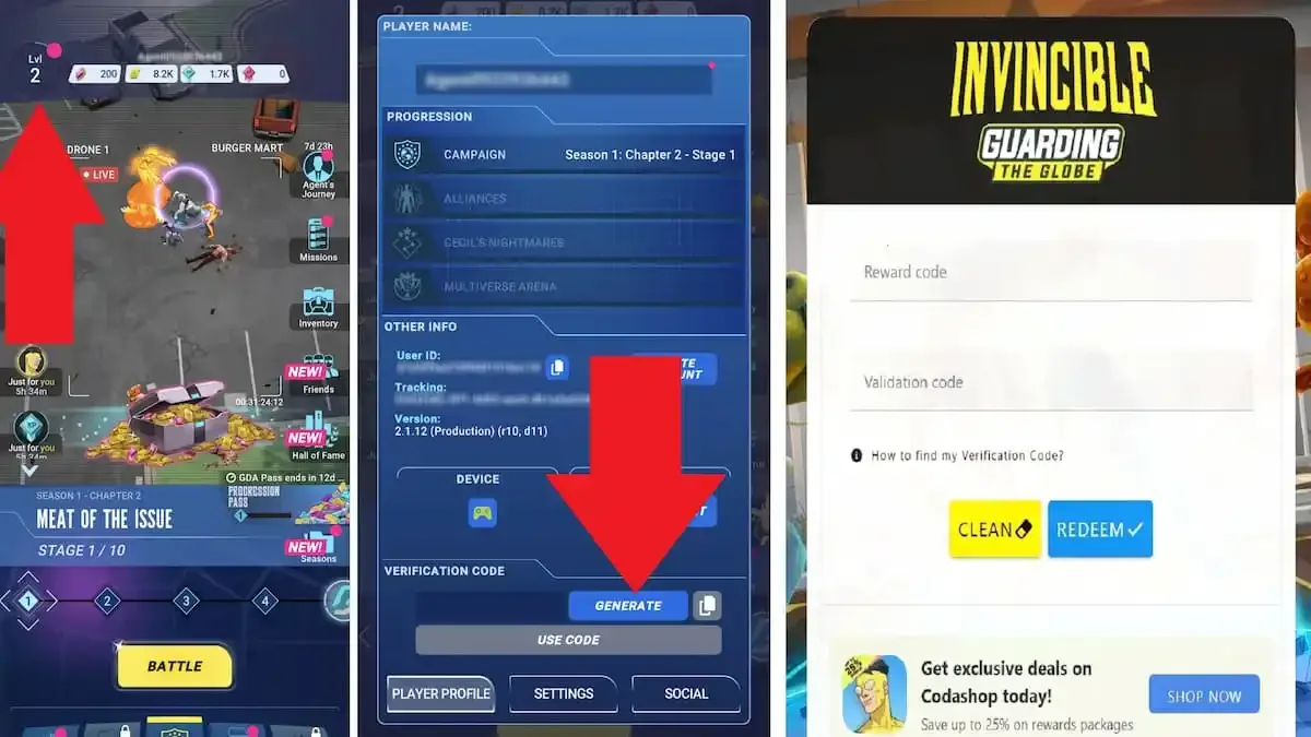 How to redeem codes in Invincible: Guarding the Globe