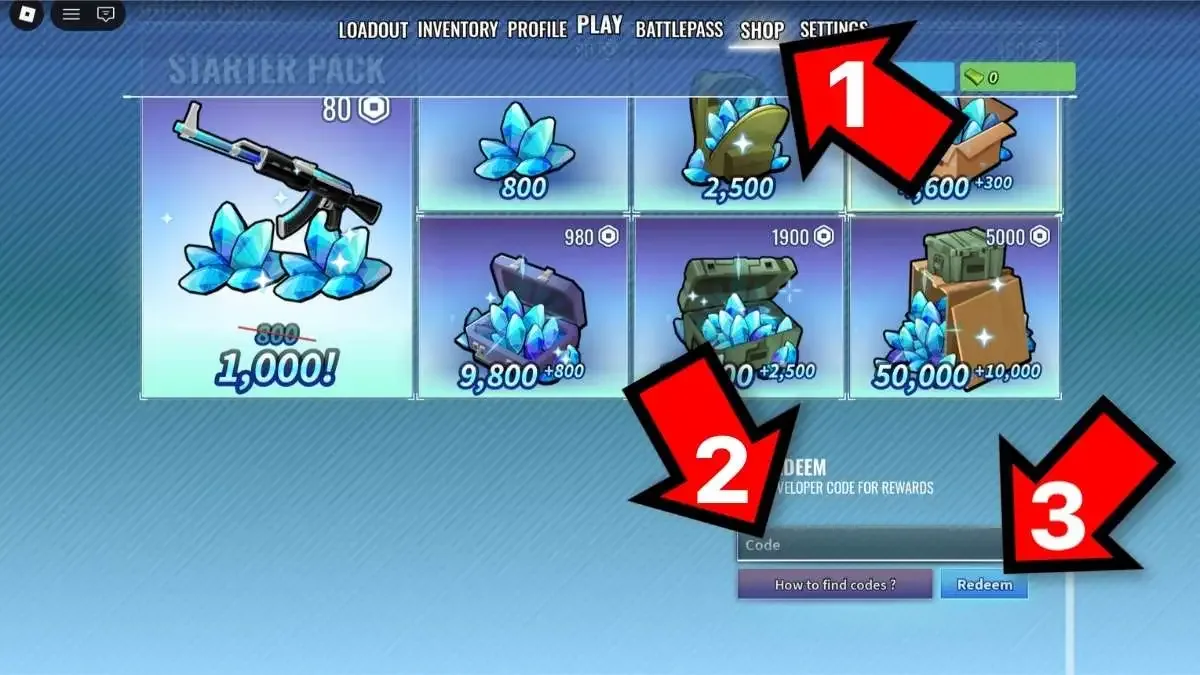 How to redeem codes in KILLSTREAK